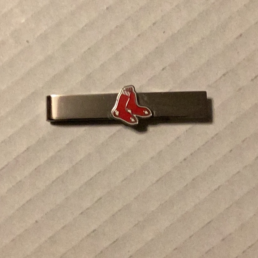 Mens MLB Boston Red Sox Tie Bar Clip Silver Tone